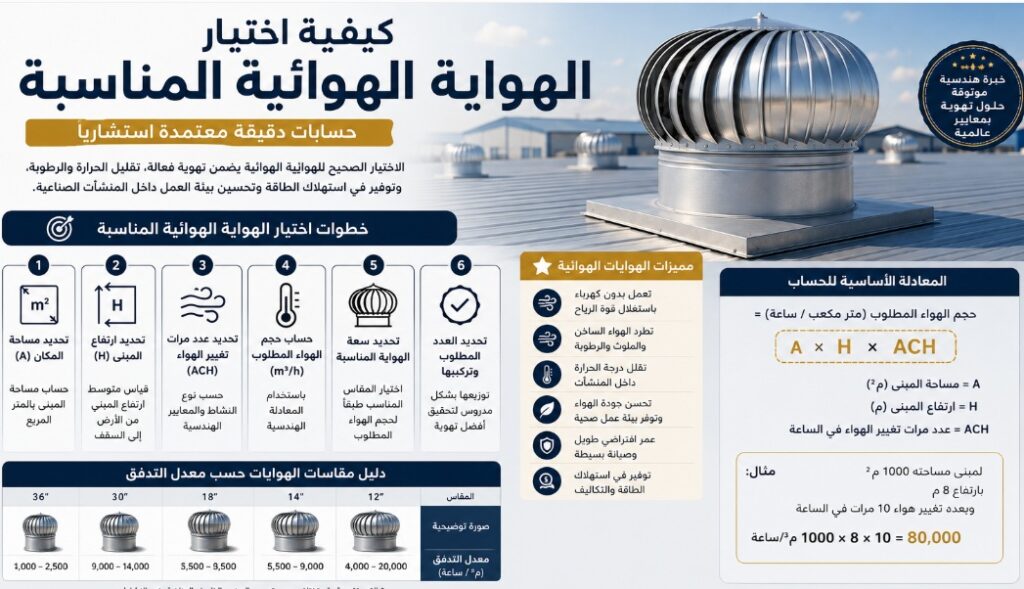 كيفية اختيار الهواية الهوائية المناسبة | حسابات دقيقة معتمدة استشارياً