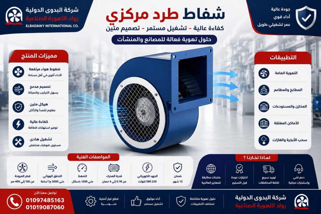 تصنيع وتوريد أقوى شفاطات الطرد المركزي (بلاورات السحب الشاقة)
